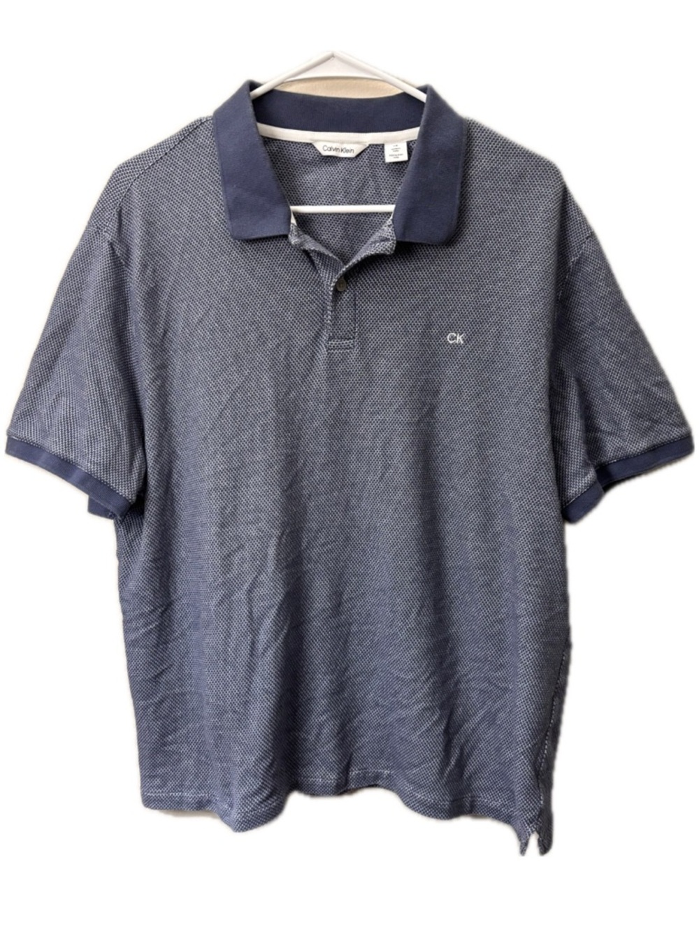 Calvin Klein Blue Polo Shirt Men’s Large Golf Classic Fit Short Sleeve